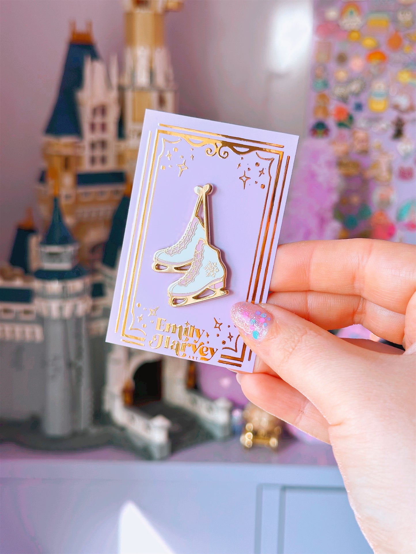 Ice Skates Gold Enamel Pin