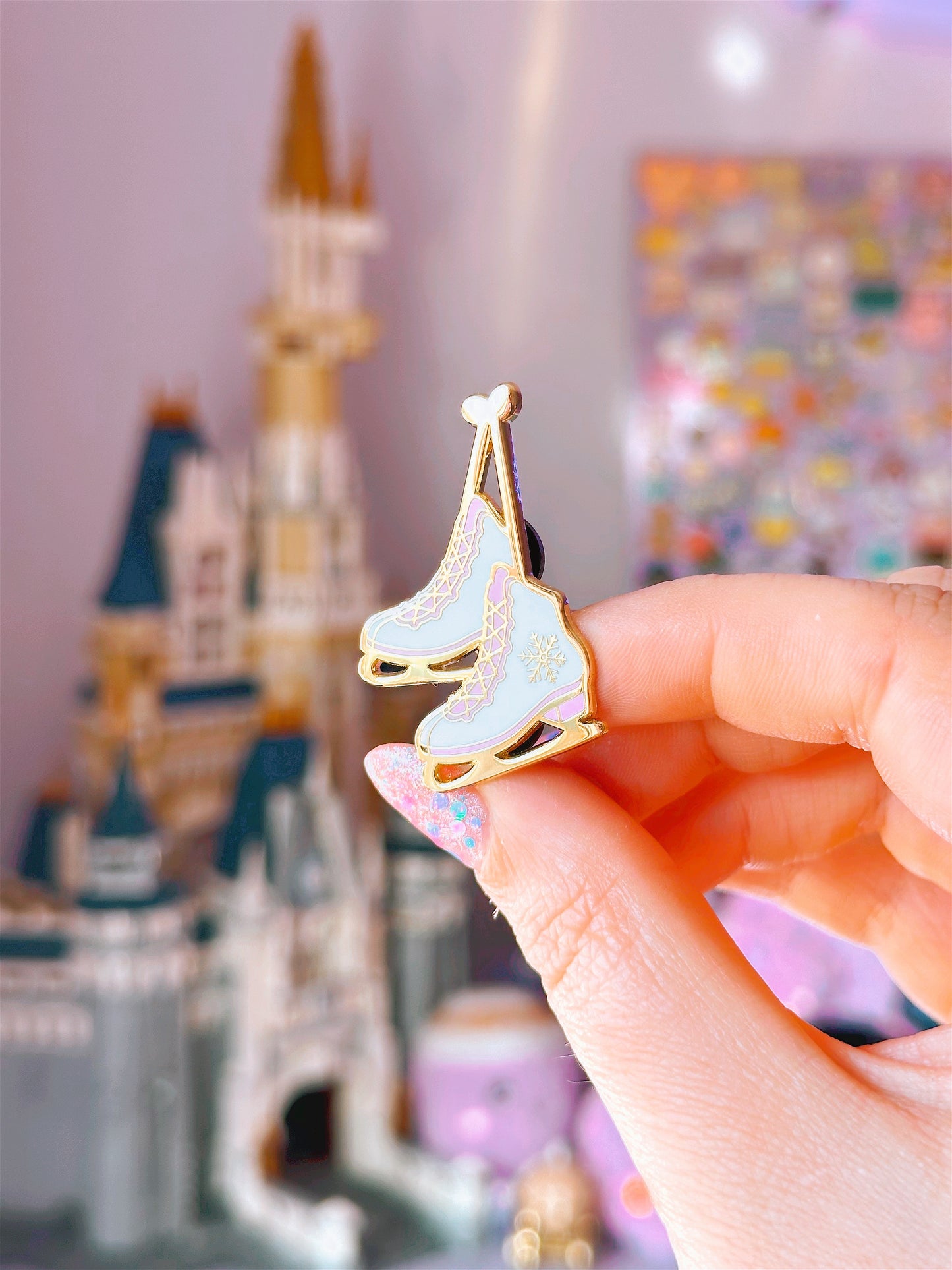 Ice Skates Gold Enamel Pin