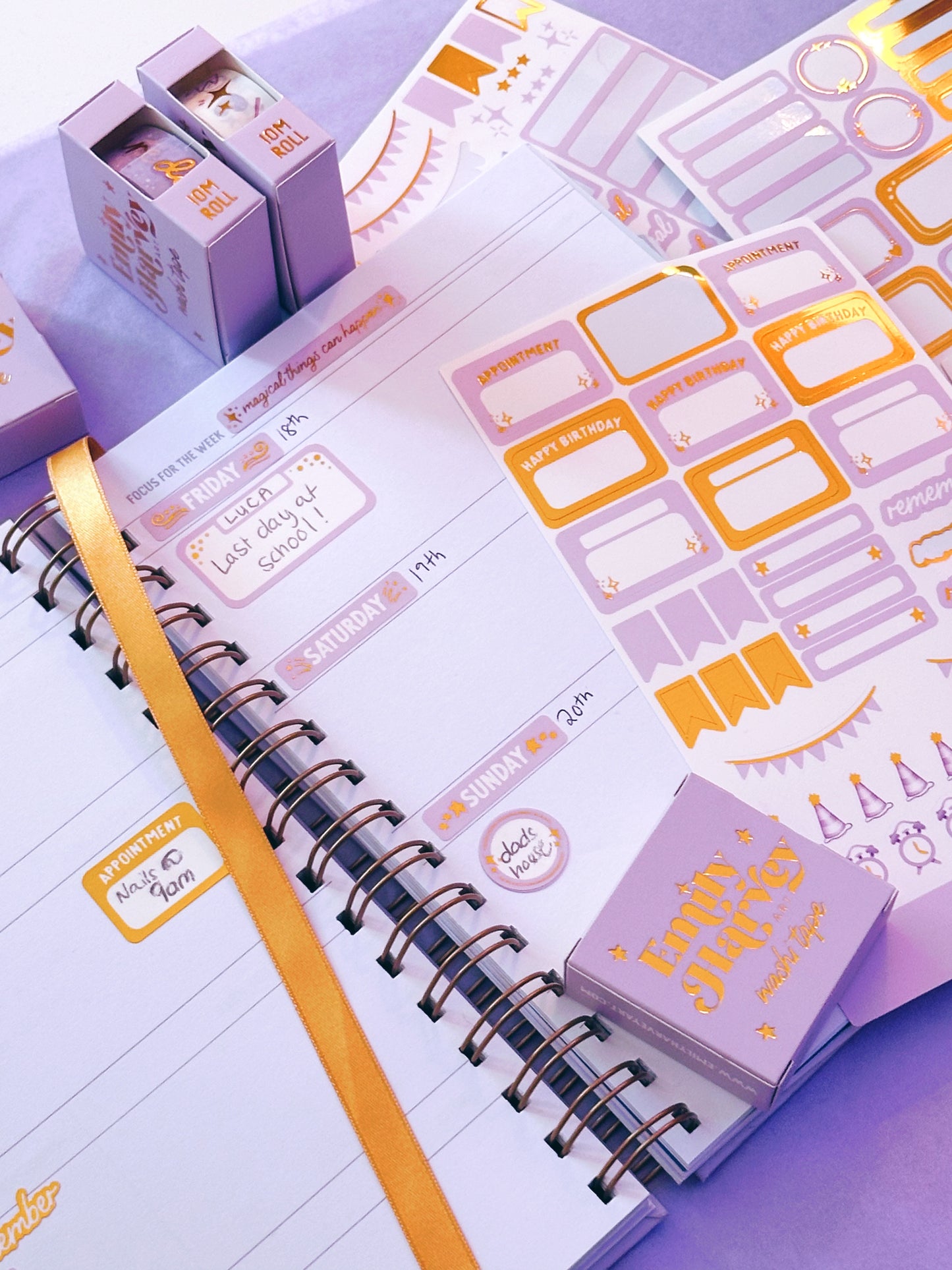 Foiled Planner Sticker Bundle - 5 x Vinyl Sheet Set