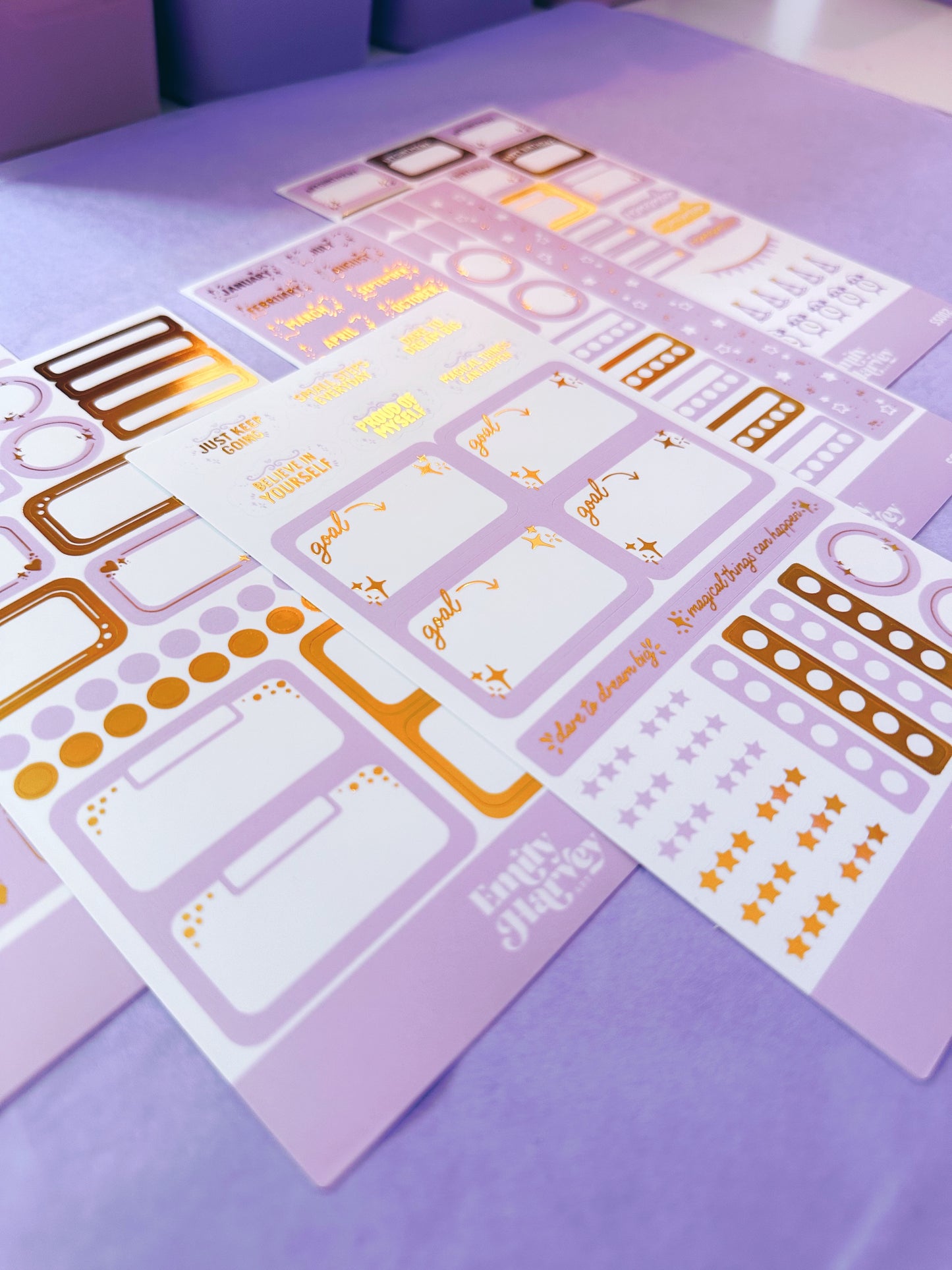 Foiled Planner Sticker Bundle - 5 x Vinyl Sheet Set