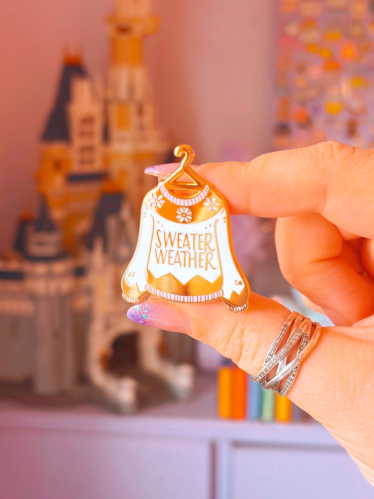 Sweater Weather Gold Enamel Pin