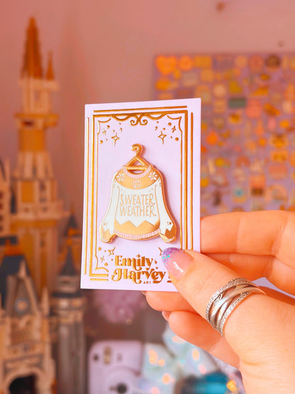 Sweater Weather Gold Enamel Pin