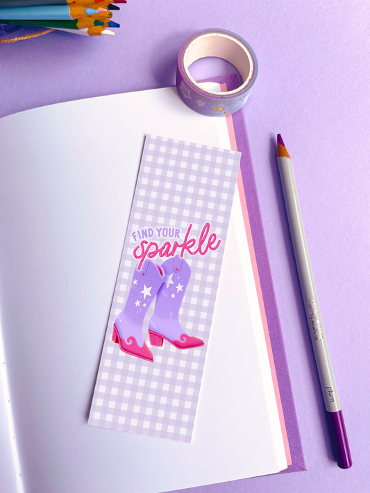 Find Your Sparkle Cowboy Boots Illustrated Bookmark