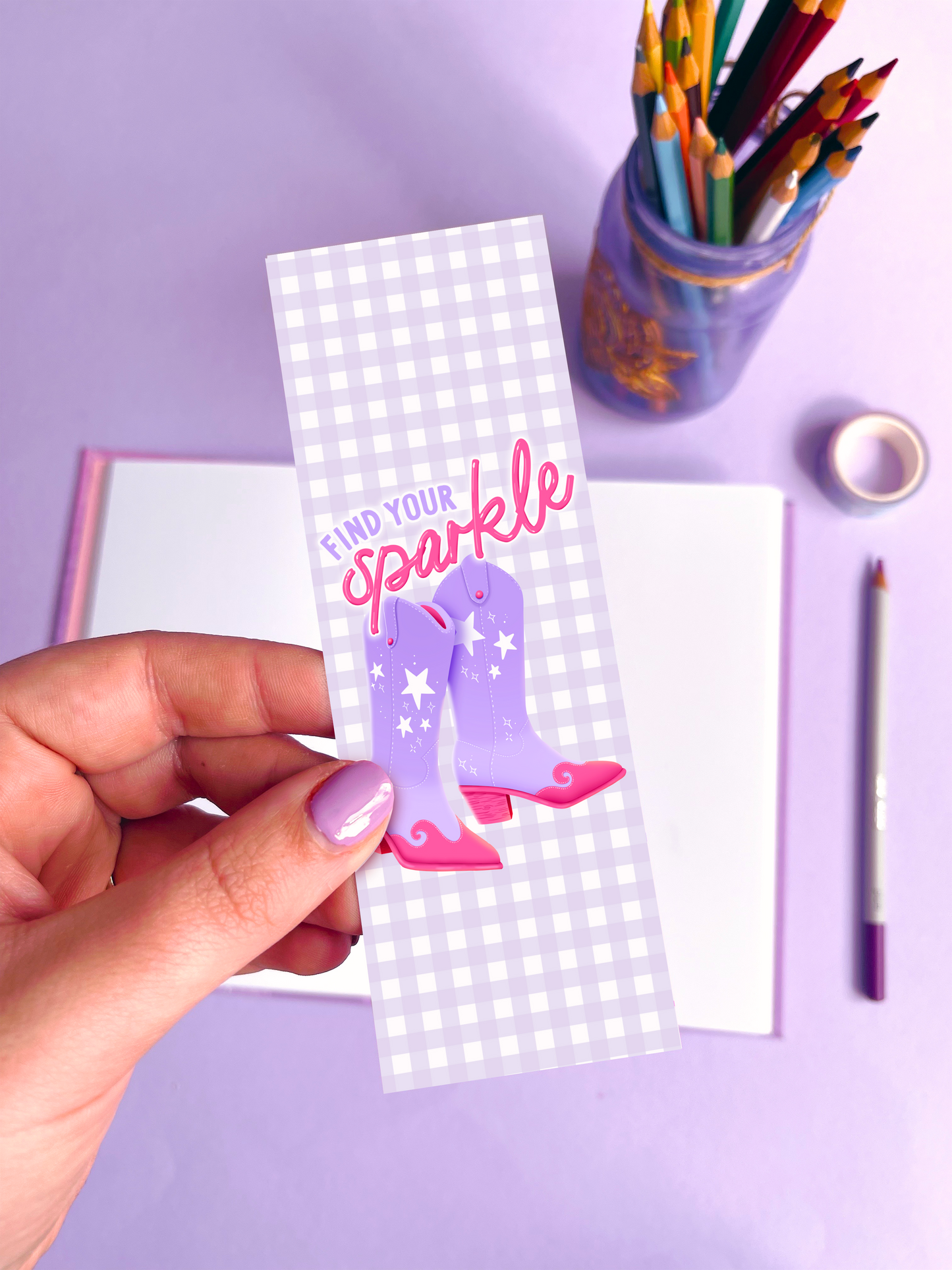 Find Your Sparkle Cowboy Boots Illustrated Bookmark