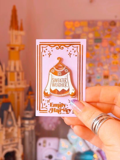 Sweater Weather Gold Enamel Pin