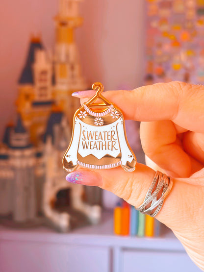 Sweater Weather Gold Enamel Pin
