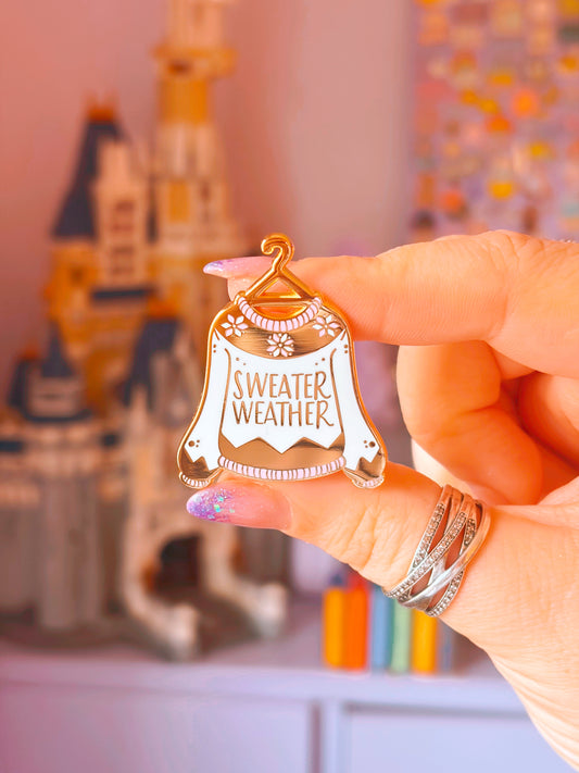 Sweater Weather Gold Enamel Pin