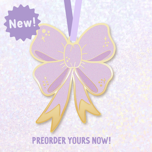 PREORDER Glitter Bow Decoration with Lilac Ribbon