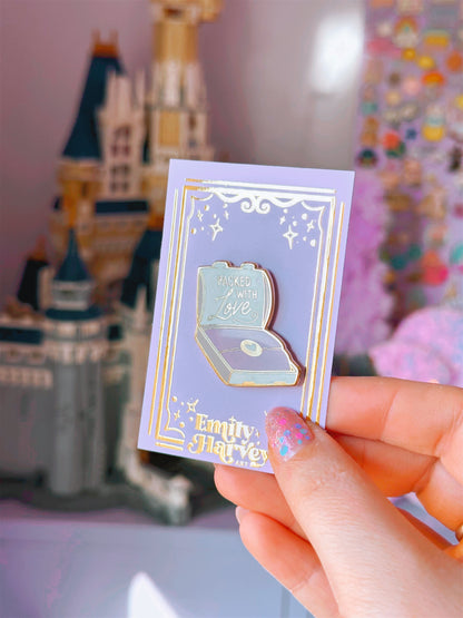 'Packed with Love' Gold Enamel Pin