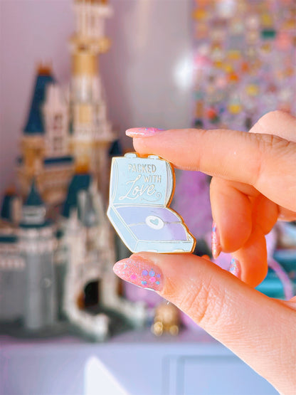 'Packed with Love' Gold Enamel Pin