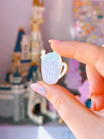 Hug in a Mug Gold Enamel Pin