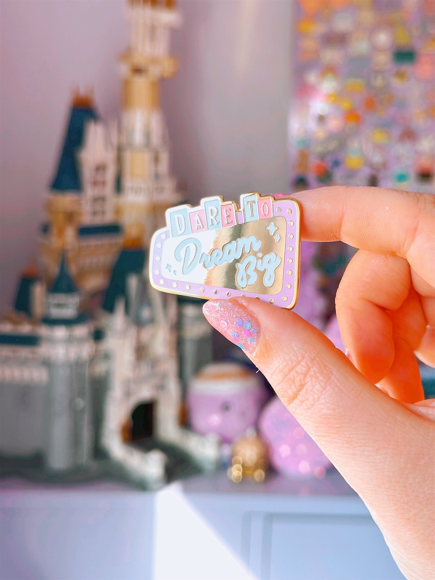 Dare to Dream Big Gold Enamel Pin