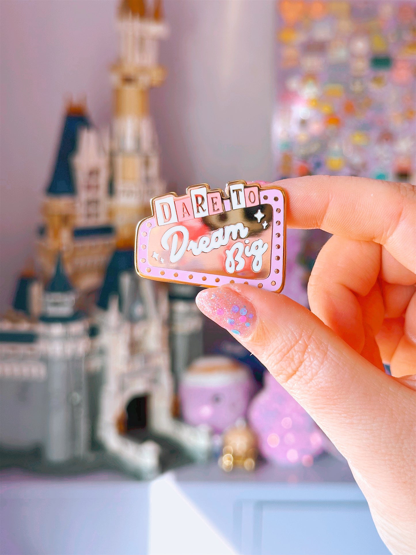 Dare to Dream Big Gold Enamel Pin
