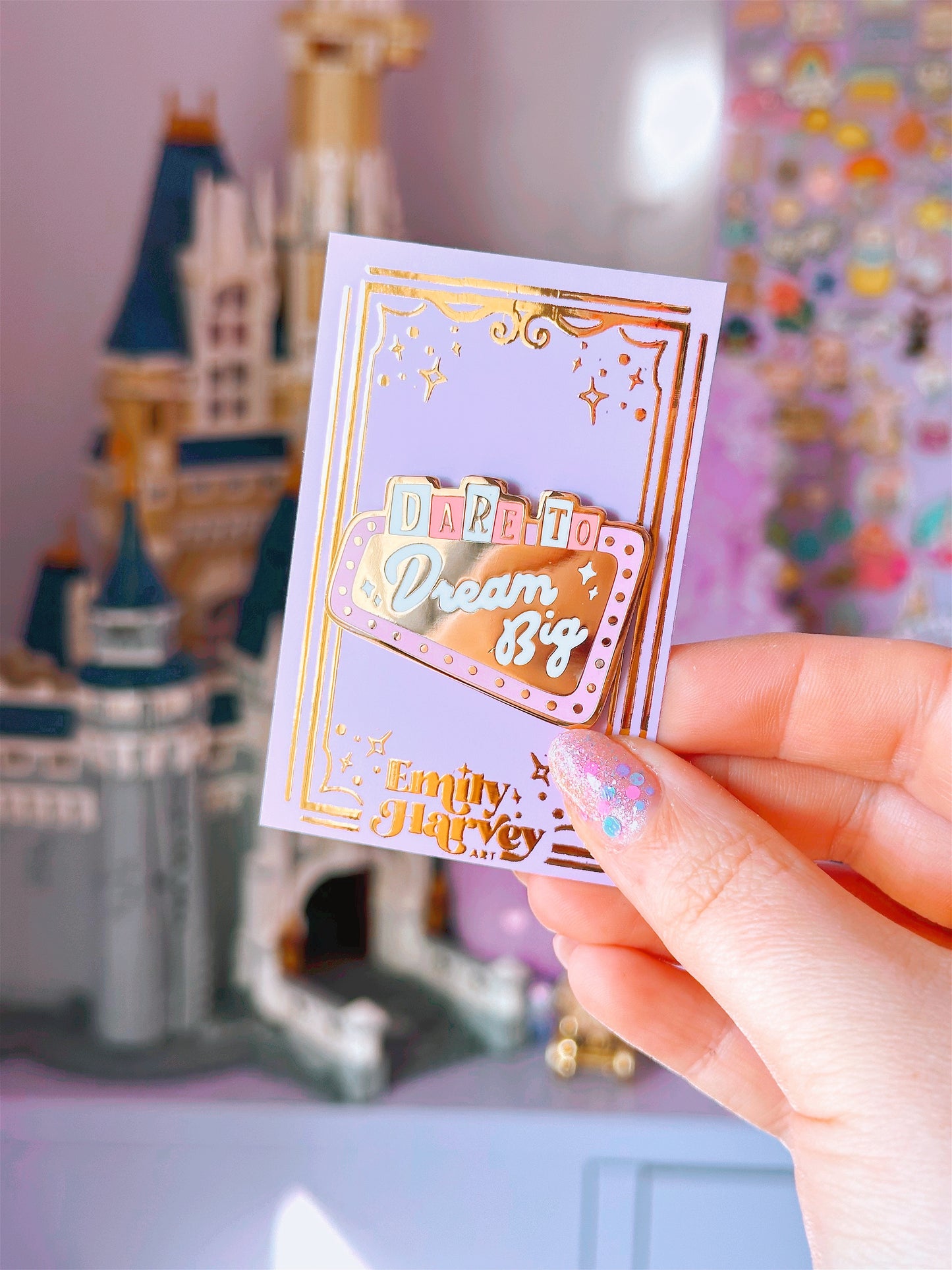 Dare to Dream Big Gold Enamel Pin