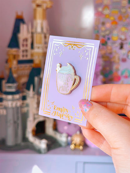 Hug in a Mug Gold Enamel Pin