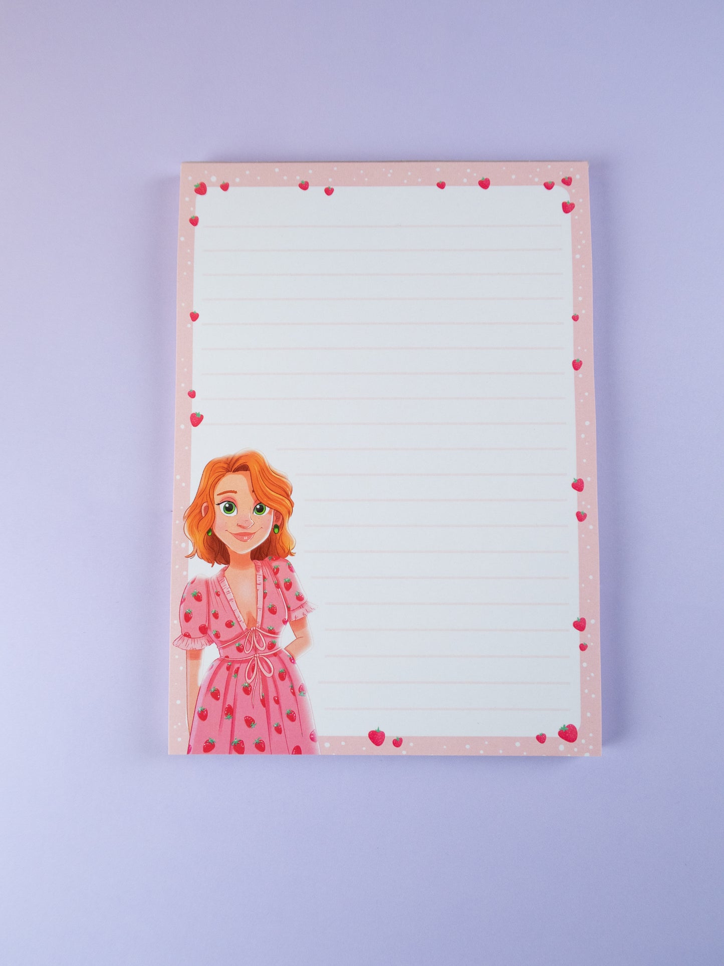 Strawberry Dress Girl A5 Lined Notepad