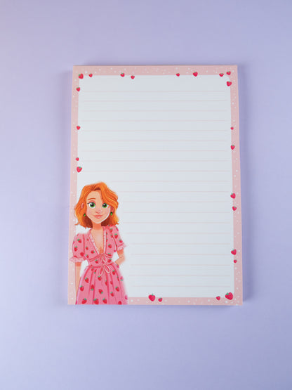 Strawberry Dress Girl A5 Lined Notepad