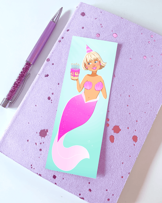 Birthday Mermaid Illustrated Bookmark - Emily Harvey Art