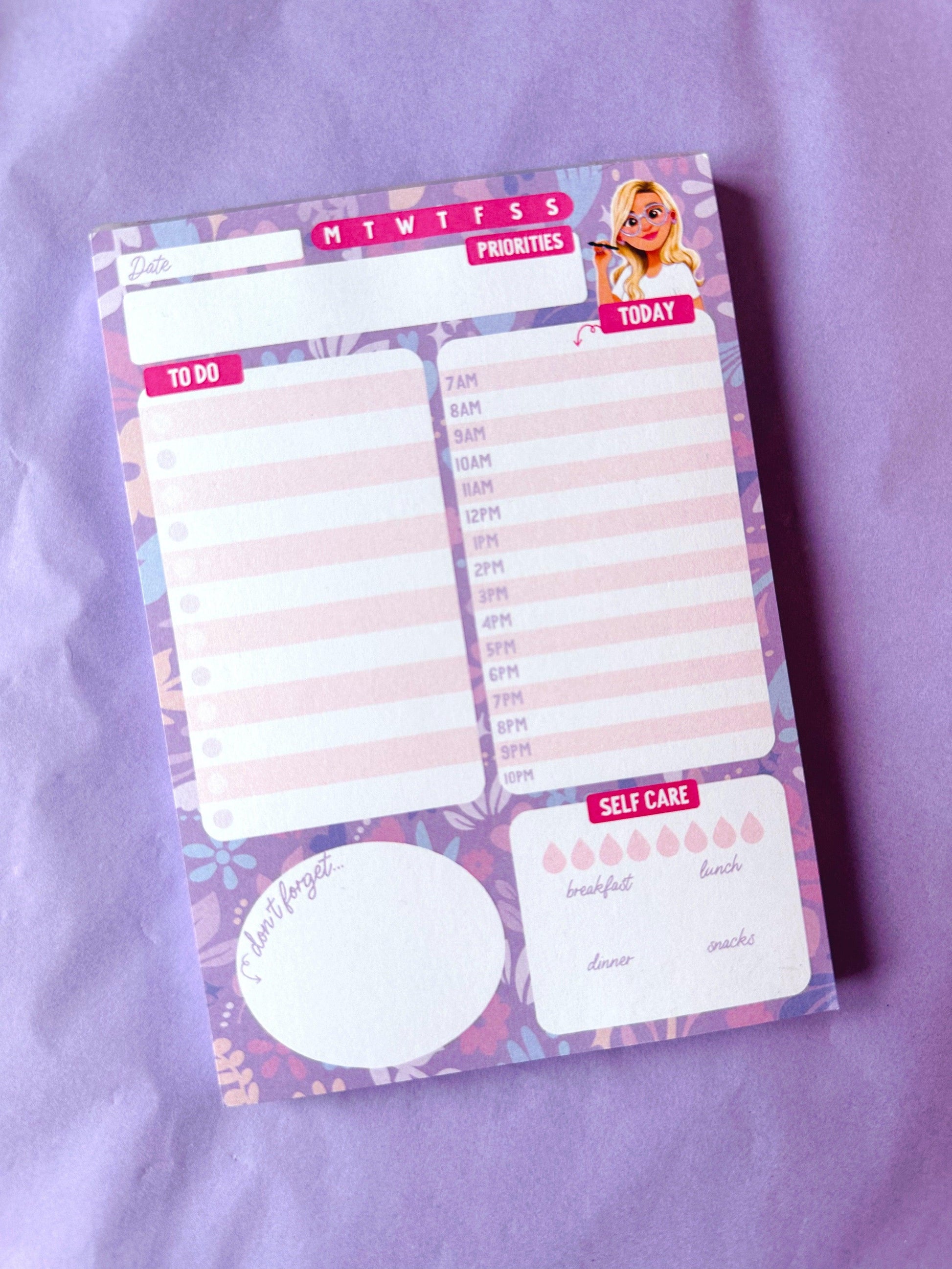 Daily A5 Planner Lilac Notepad - Small Biz or Personal Versions - Emily Harvey Art