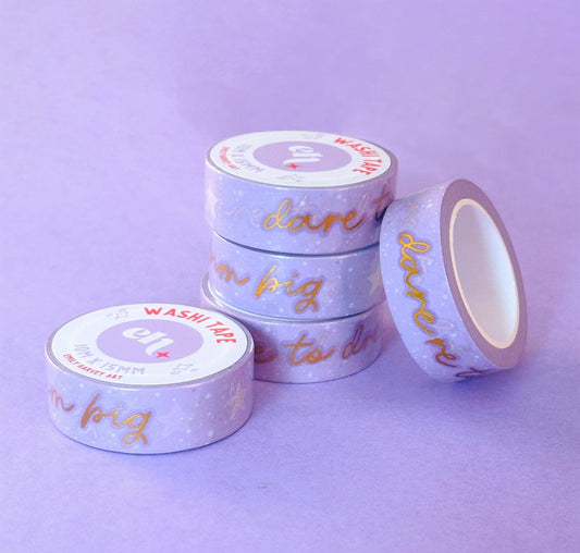 Dare to Dream Big Lilac Gold Foiled Washi Tape - Emily Harvey Art
