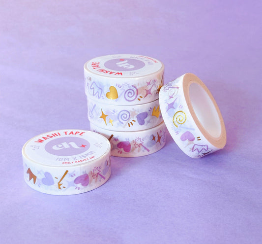 Fairytale White & Gold Foiled Washi Tape - Emily Harvey Art