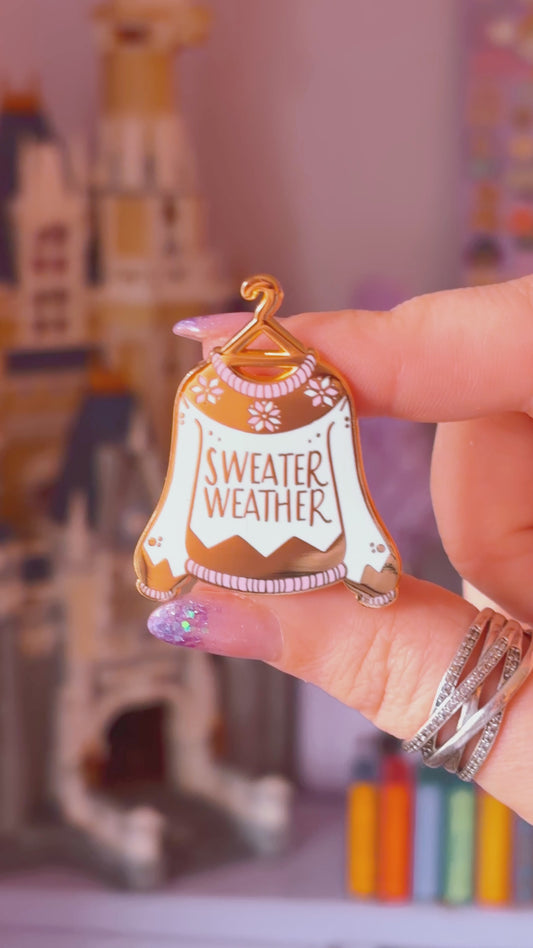 Sweater Weather Gold Enamel Pin