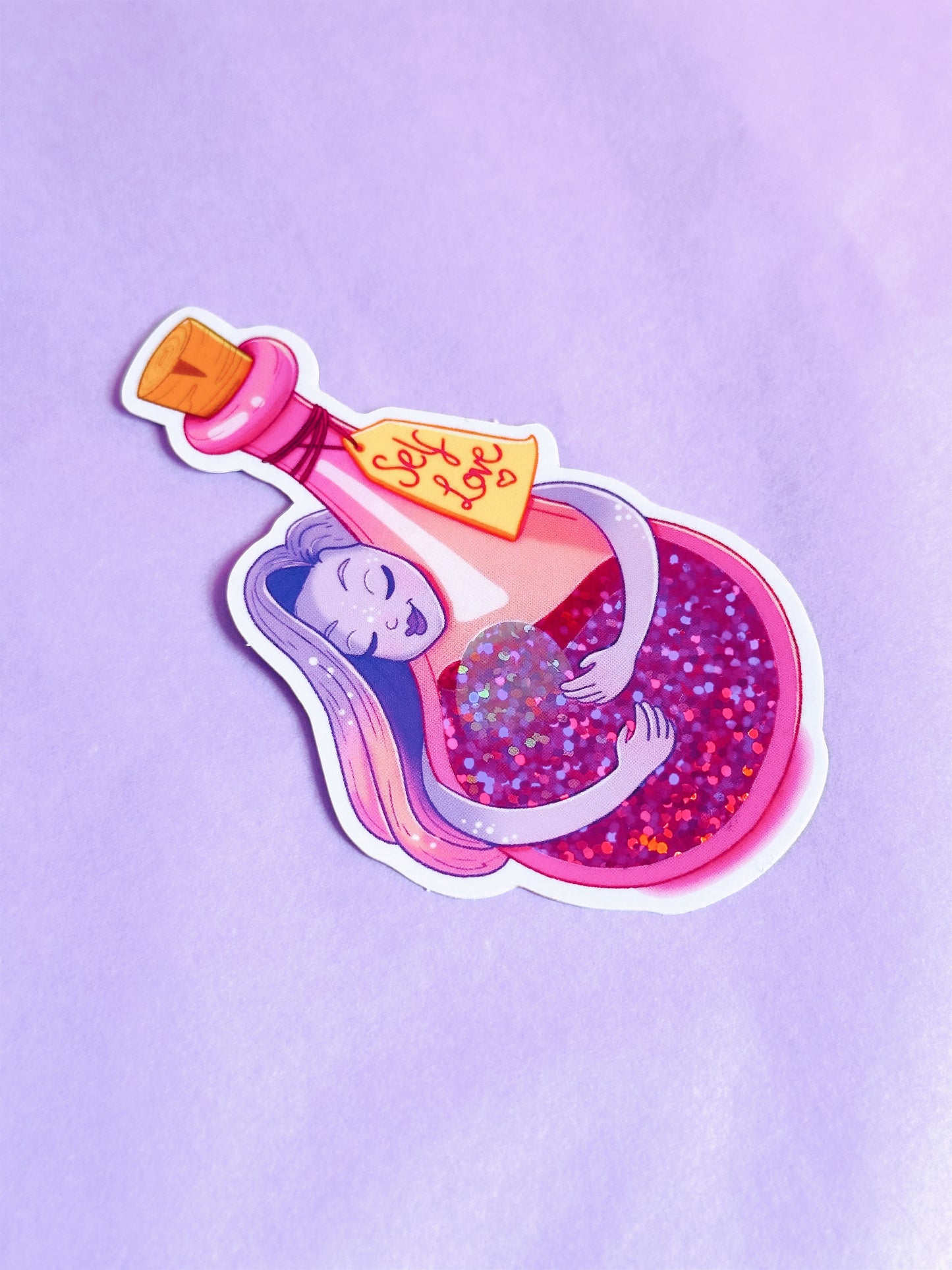 Self Love Potion Glitter Vinyl Sticker