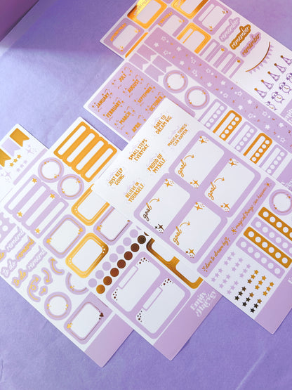 Foiled Planner Sticker Bundle - 5 x Vinyl Sheet Set