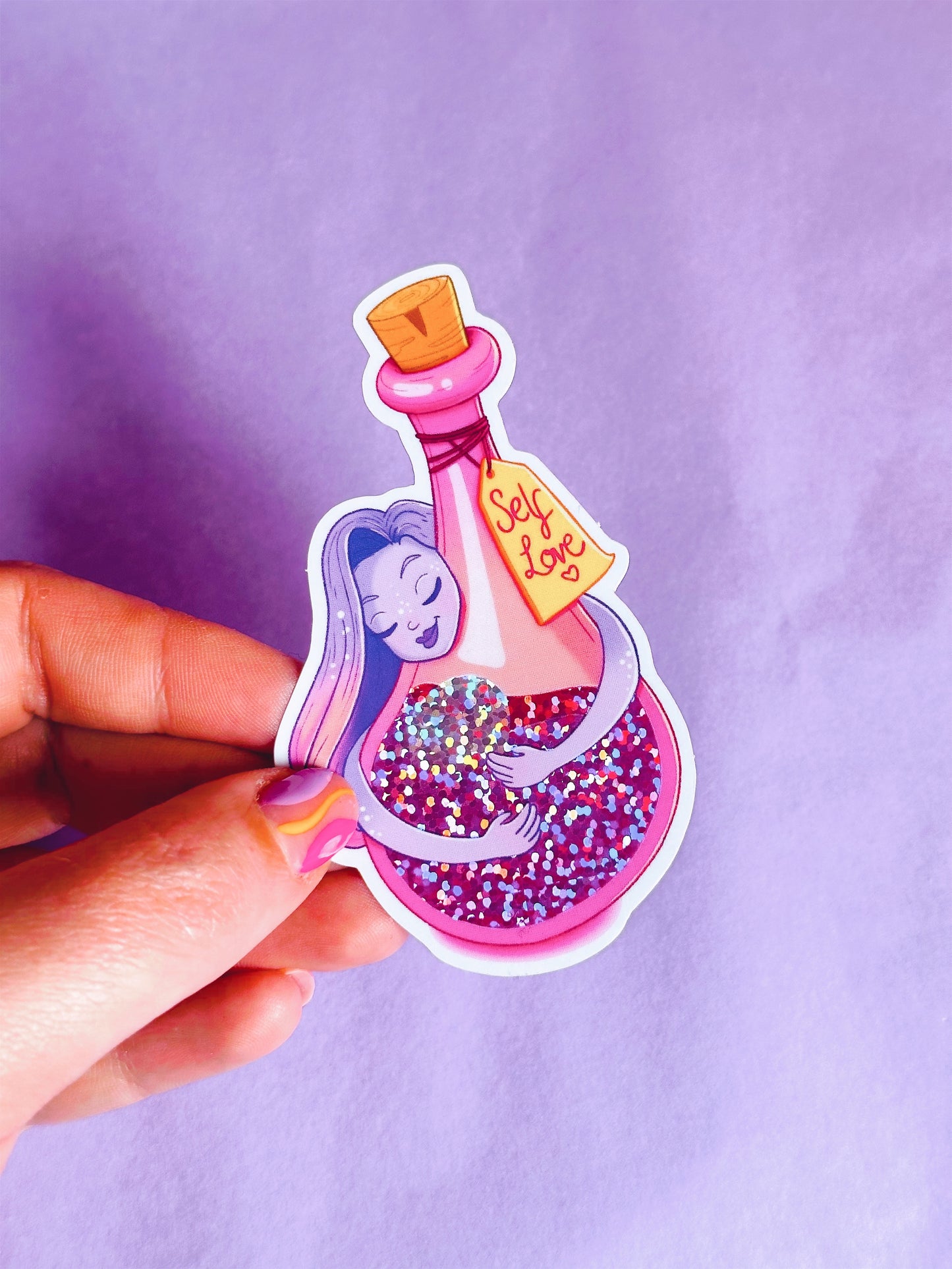 Self Love Potion Glitter Vinyl Sticker