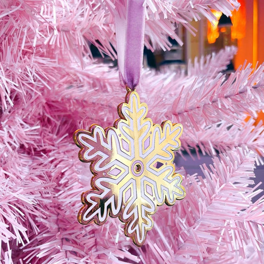Snowflake Decoration with Lilac Ribbon