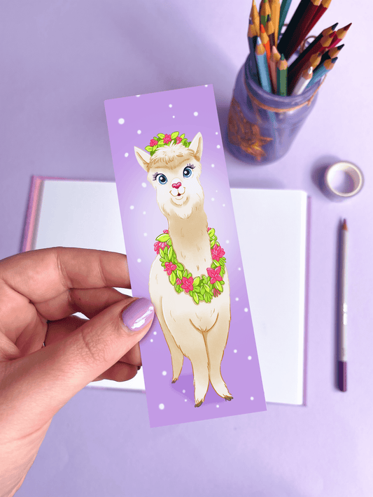Trixie the Alpaca Illustrated Bookmark - Emily Harvey Art
