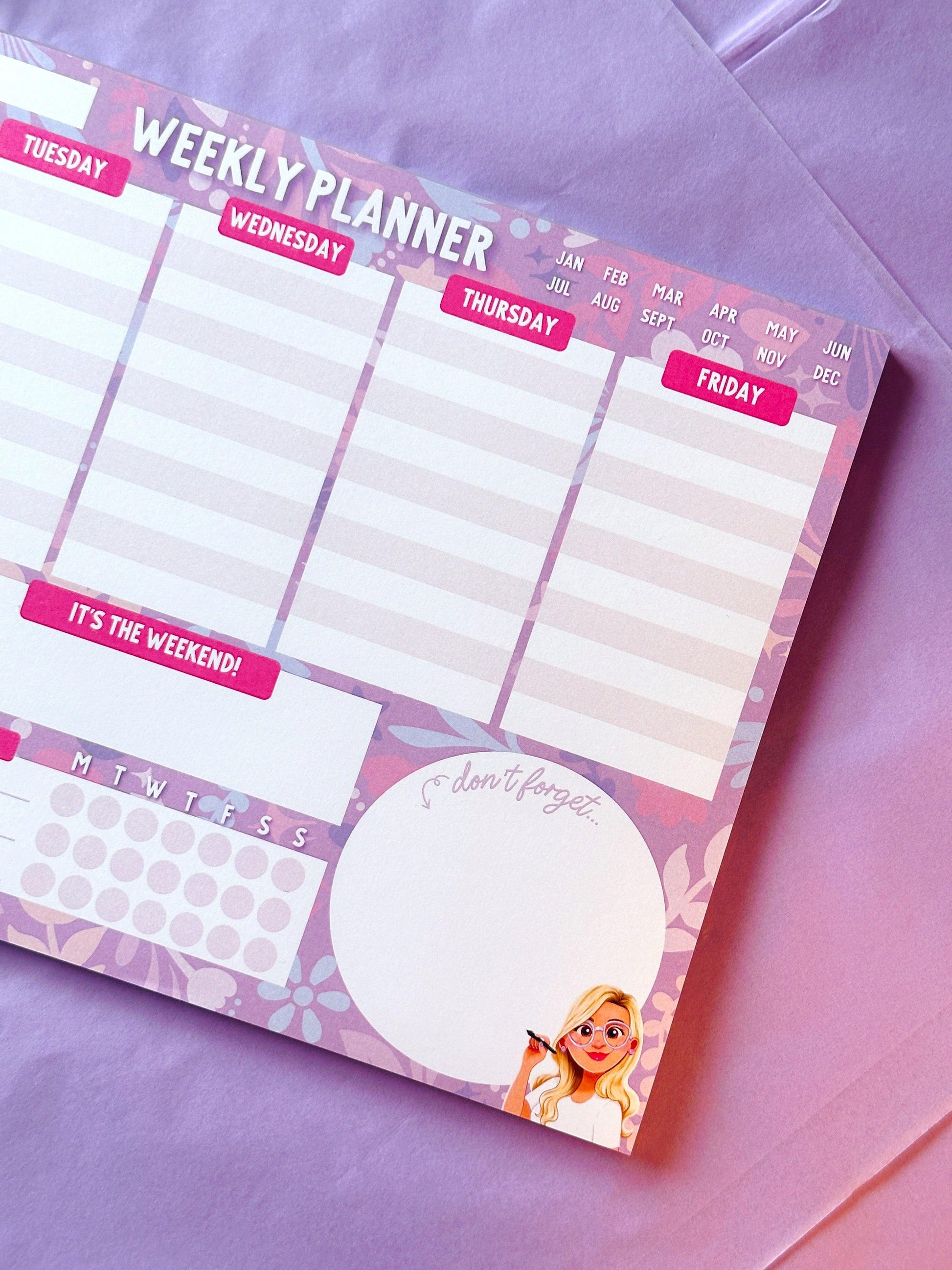 Weekly Planner A4 Lilac Notepad - Emily Harvey Art