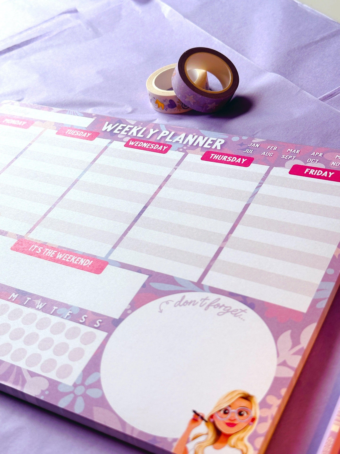 Weekly Planner A4 Lilac Notepad - Emily Harvey Art