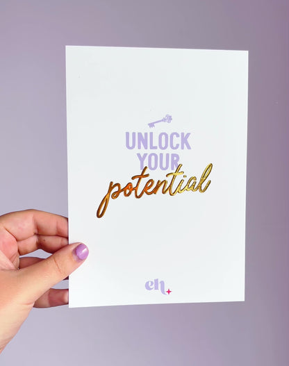 Unlock Your Potential A5 Gold Foiled Print