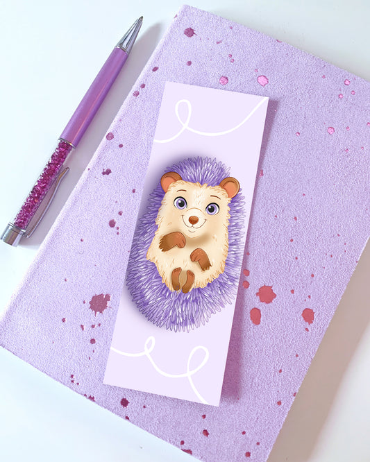 Cute Hedgehog Illustrated Velvet Bookmark