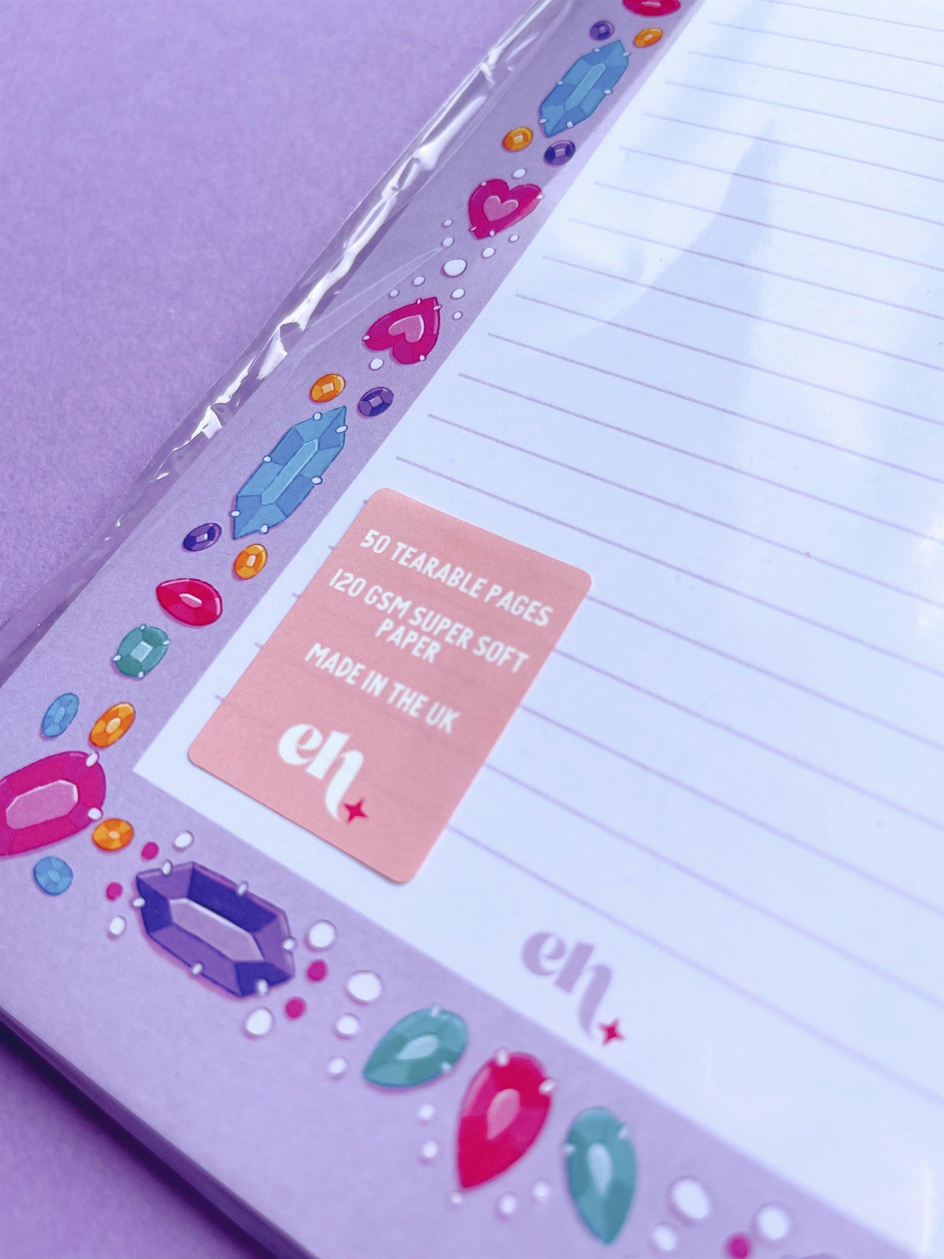 Magical Gems A5 Lined Notepad - Emily Harvey Art