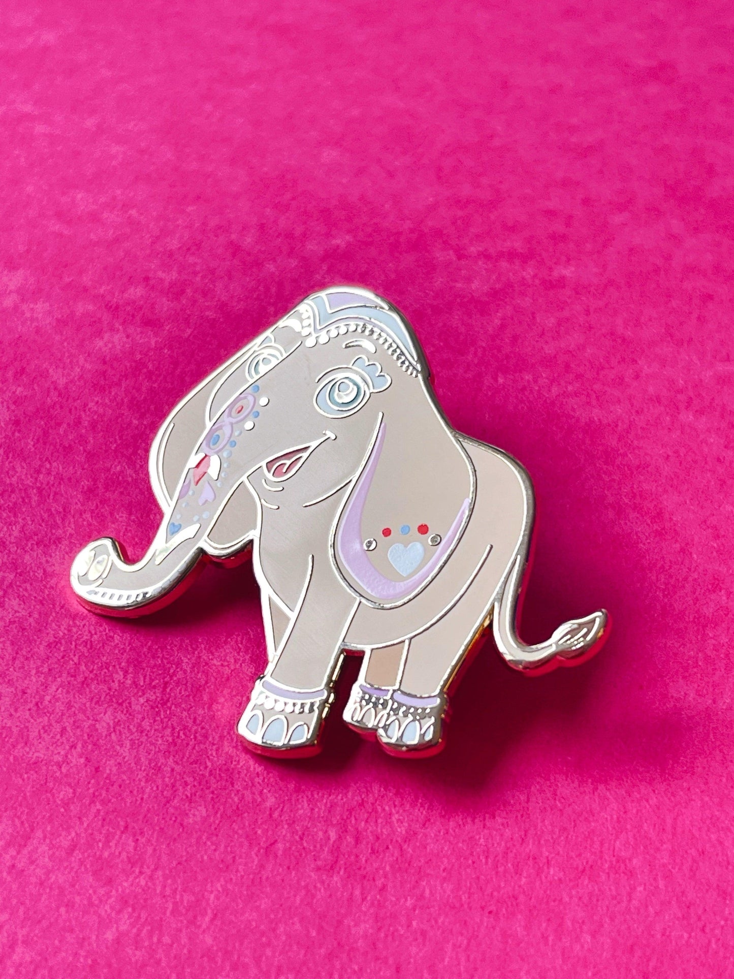 Naini Indian Elephant Gold Enamel Pin - Emily Harvey Art