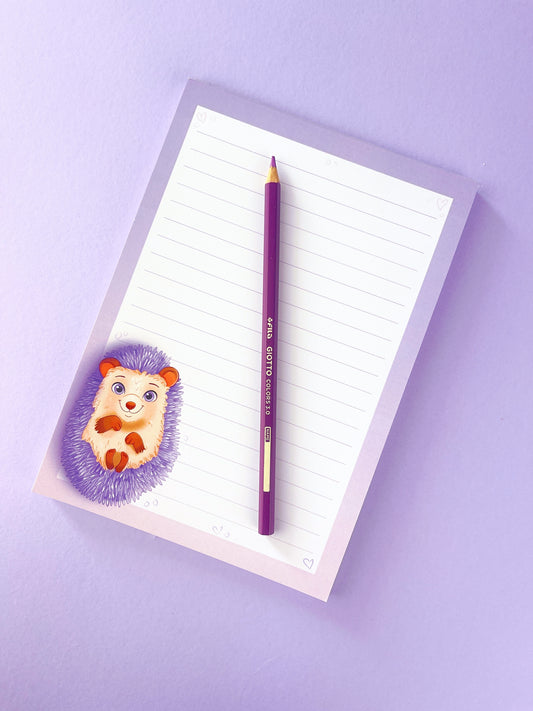 Lilac Hedgehog Lined A5 Notepad