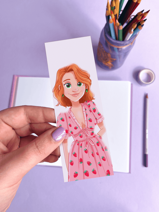 Strawberry Dress Illustrated Velvet Bookmark - Emily Harvey Art