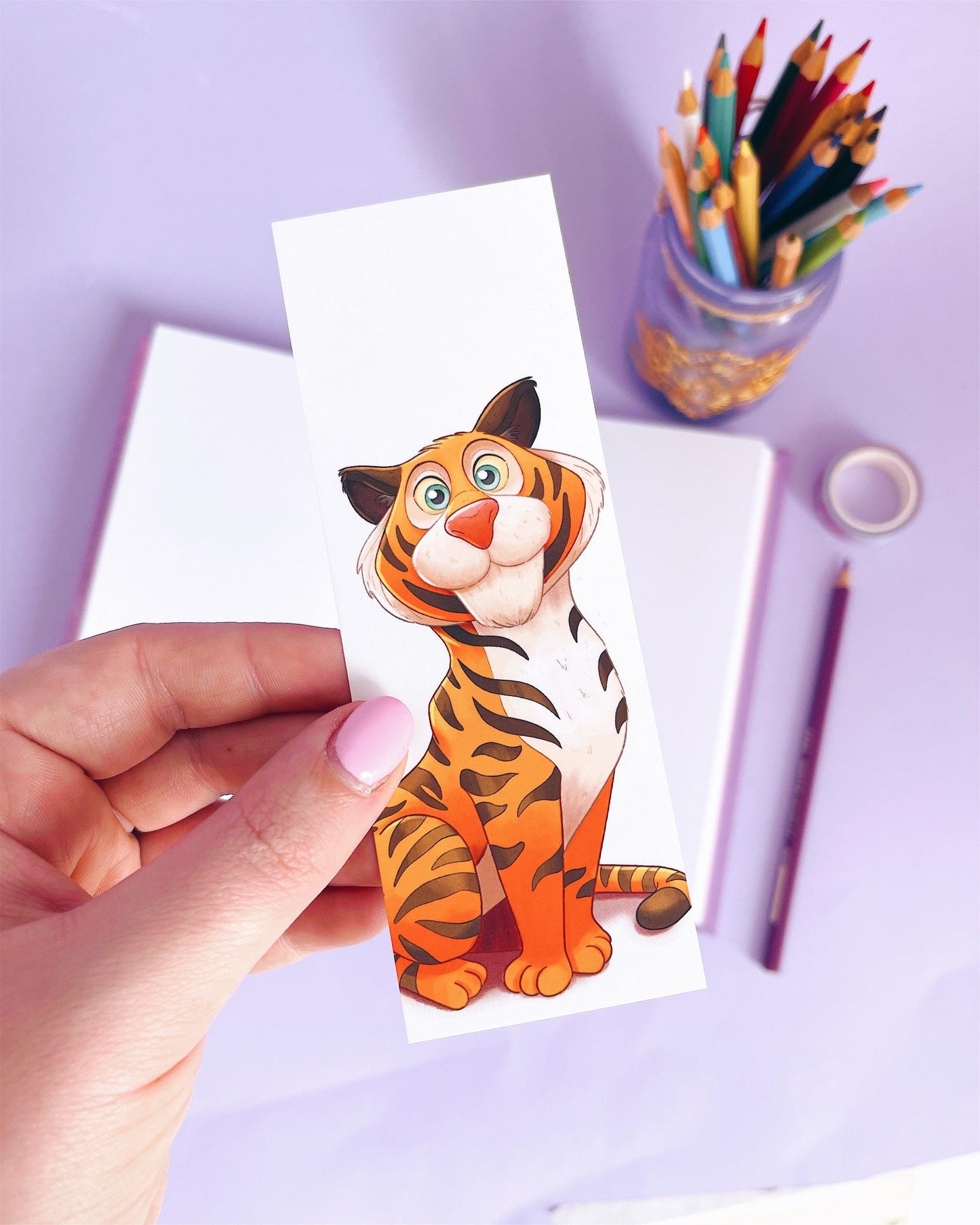Tiger Illustrated Velvet Bookmark - Emily Harvey Art